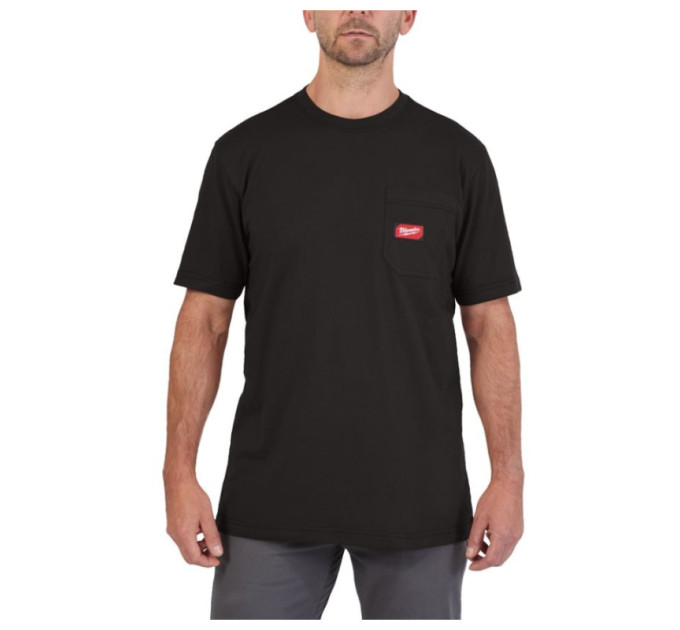 Футболка MILWAUKEE, WTSS з кишенею та коротким рукавом, чорна, (розмір XXL)