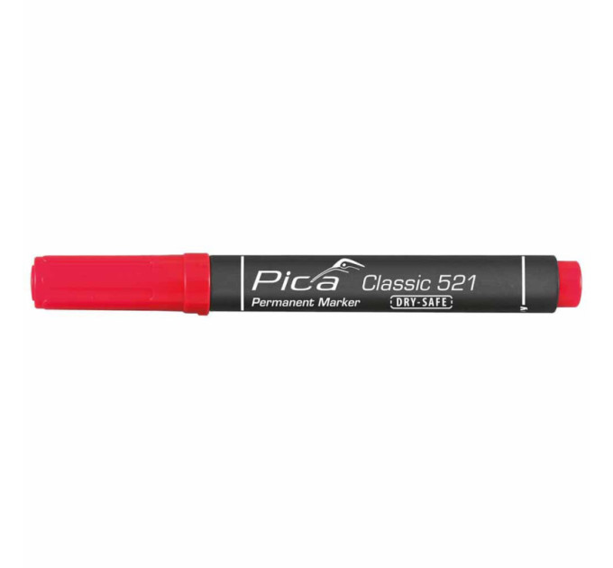 Маркер перманентный Pica 521/40 Classic Permanent Marker Chisel tip, с скошеным носиком, красный