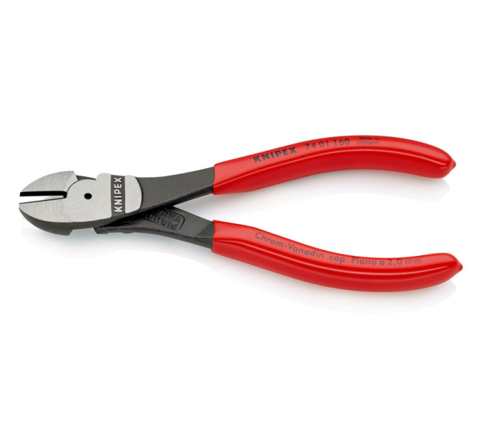 Кусачки боковые (бокорезы) особой мощности, Ø3,4мм, 160мм KNIPEX 74 01 160 SB, фосфатированные