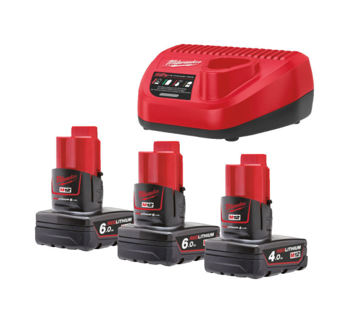Энергокомплект MILWAUKEE M12 NRGO1-643 (ЗУ С12+2акк.Х6Ач B6+1акк.Х4АчB4)