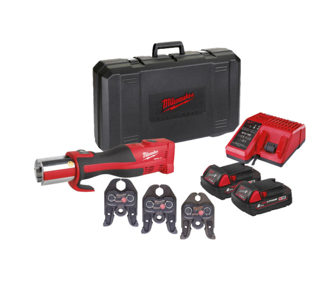 Обтискач гідравлічний акумуляторний для труб MILWAUKEE M18 BLHPT-202C (ЗУ+2Х2Ач+кейс)