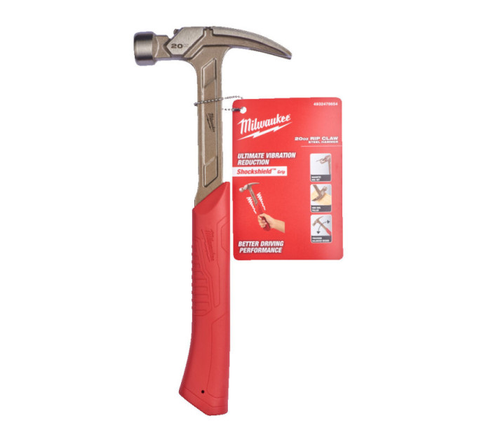 Молоток стальной с прямым гвоздодером MILWAUKEE, 20 унций/570гр