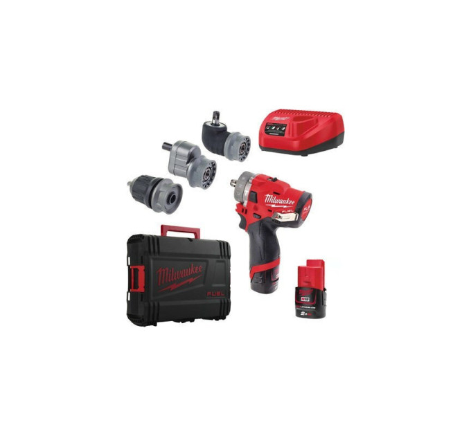 Дриль-шуруповерт акумуляторна безщіткова ударна MILWAUKEE M12 FPDXKIT-202X(37Нм)(2нас+2Х2Ач+кейс)
