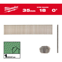 Гвозди оцинкованные покрытые смолой с Т-образной головкой MILWAUKEE, 18G/0°/35мм, (5000шт)