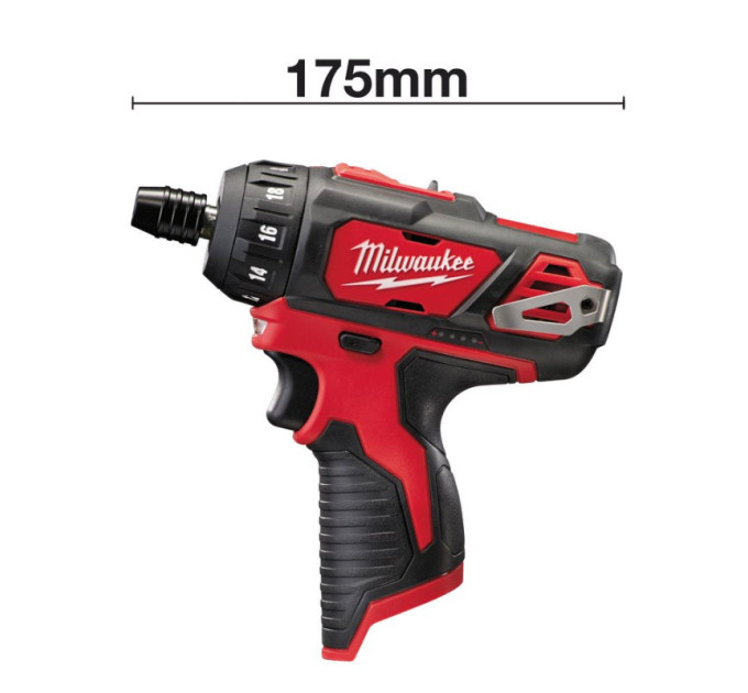 Шуруповерт акумуляторний MILWAUKEE M12 BD-202C (30Нм) (ЗУ+2акк.Х2Ач+кейс)