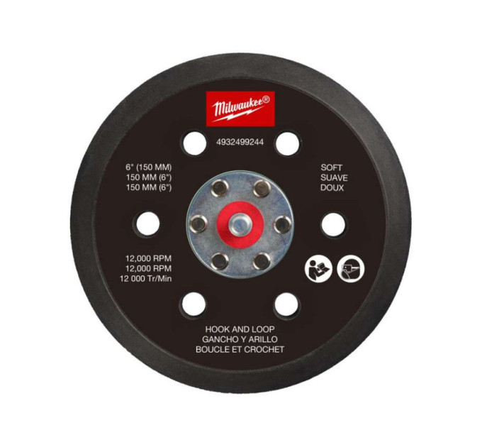 Подошва шлифовальная MILWAUKEE FROSBPSH150, Ø150мм, 6 отв. для M12 FROS (мягкая с «липучкой»)