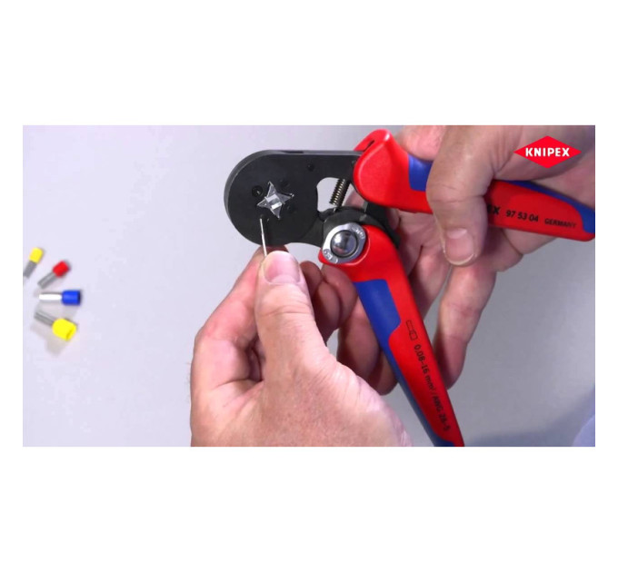 Самонастраивающийся инструмент для опрессовки контактных гильз Knipex, 0,08 - 10 + 16 мм² 97 53 04
