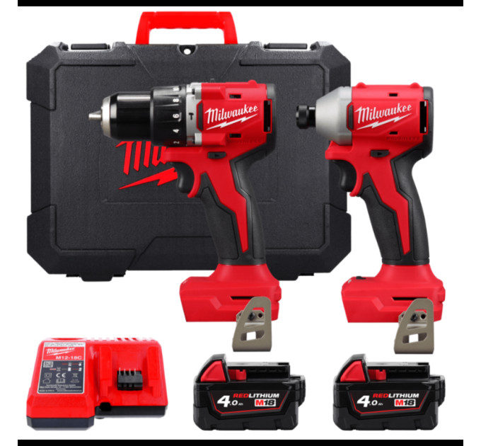 Набор из 2 инструментов аккумуляторных бесщеточных MILWAUKEE M18 BLCPP2A-402C (M18 BLPDRC, BLIDRC)