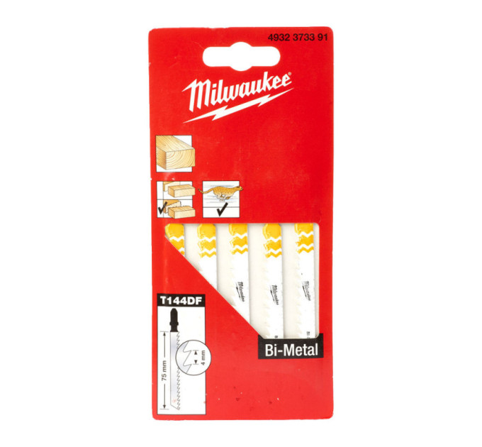 Полотна для лобзика T144DF Bi-Metal MILWAUKEE, 75х4,0мм, (5шт)