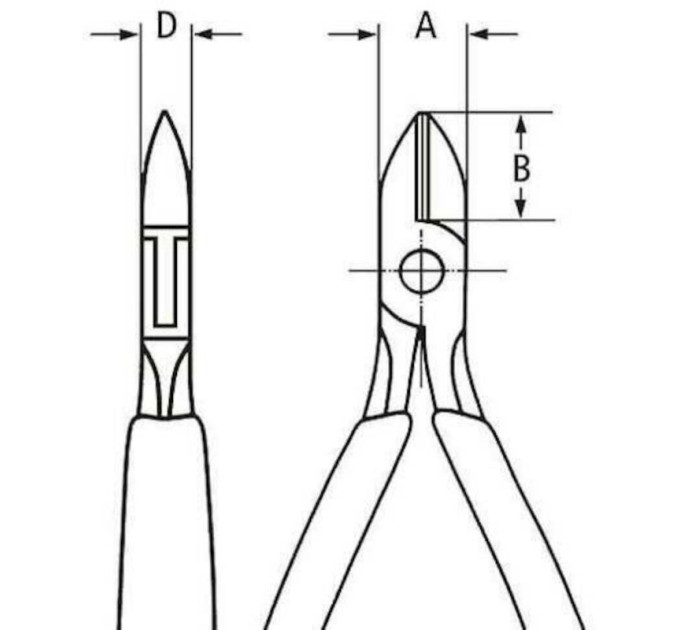 Кусачки боковые для электроники антистатические, Ø1,6мм, 115мм KNIPEX 77 12 115 ESD SB, полированные