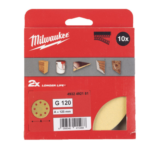 Шліфувальне коло HP MILWAUKEE Ø125/8 HL, зерно 120, (10шт)