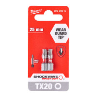 Бита SHOCKWAVE MILWAUKEE, TX20, 25мм, (2шт) Бита SHOCKWAVE MILWAUKEE, TX20, 25мм, (2шт)
