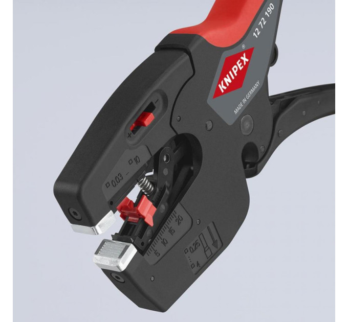 Стрипер автоматический 0,03-10мм² + клещи обжимные 4мм², NexStrip 180мм KNIPEX 12 72 190