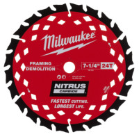 Диск пильный дереву с гвоздями Nitrus MILWAUKEE , Ø190х30х1,6мм, 24 зуб.