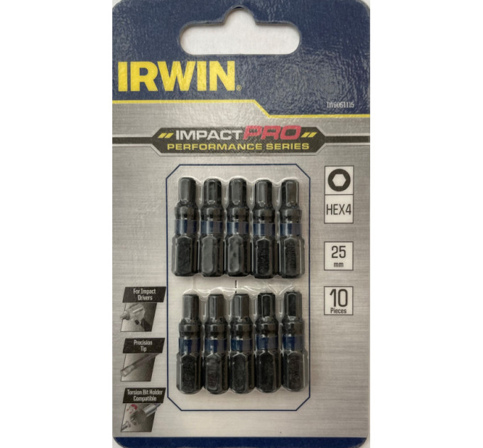 Бита IMPACT PRO 1/4"/25мм PZ2 10шт, IRWIN