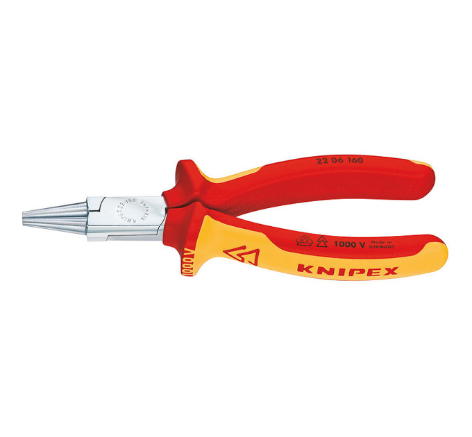 Круглогубцы 160мм, VDE KNIPEX 22 06 160, хромированные