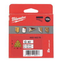 Шліфувальні листи HP MILWAUKEE, 93х93х93мм HL, зерно 40, (10шт)