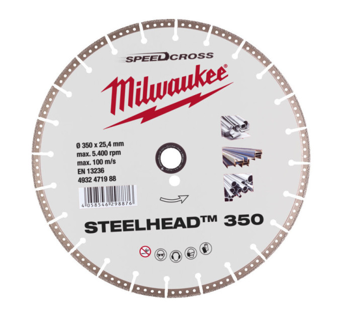 Диск алмазный Speedcross STEELHEAD™ 350 MILWAUKEE, Ø350мм, (металл, нержавейка)