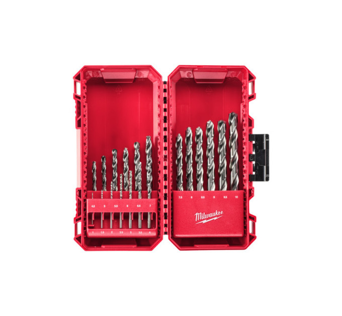 Набір свердел по металу THUNDERWEB HSS-G PACKOUT MILWAUKEE, DIN-338, (19шт) (1-10мм)