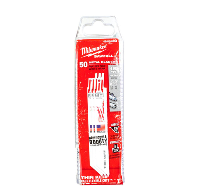 Полотно для шабельних пилок THIN KERF MILWAUKEE, 150х1, 4мм, (50шт), (метал)