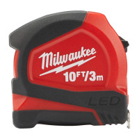 Рулетка MILWAUKEE с LED подсветкой, 3м/10фт (12мм)