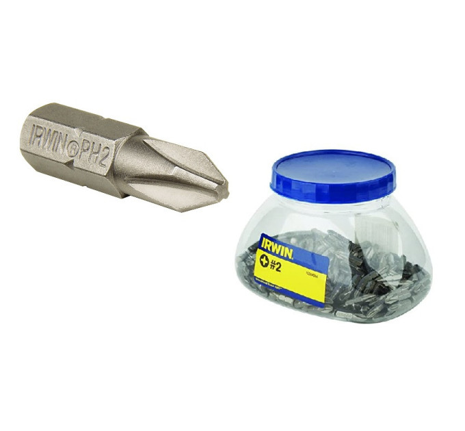 Набор бит 250 шт 1/4" 25 мм, Philips PH 2 "Grabit Jar", IRWIN