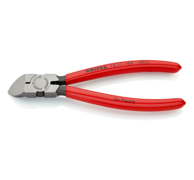 Кусачки боковые (бокорезы) для пластмассы, 45°, 160мм KNIPEX 72 11 160, фосфатированные