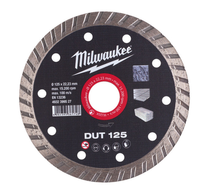 Диск алмазний MILWAUKEE DUT 125, Ø125мм (керамічна плитка/чистий різ)