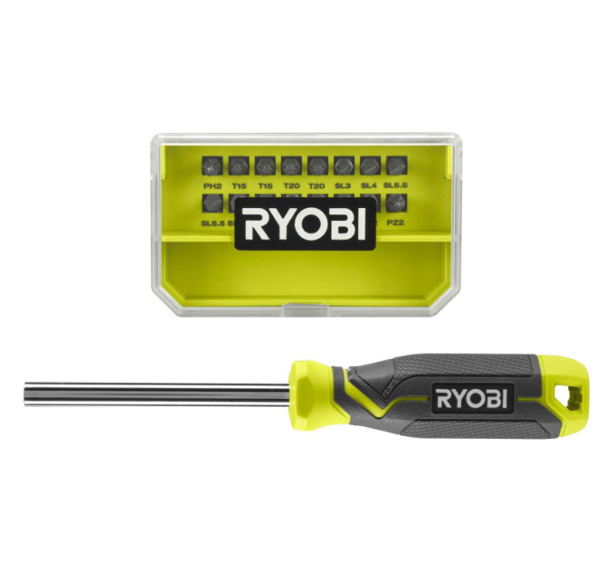 Набор бит с ручкой-отвертокой RYOBI RHSDM1701 (17 предметов)