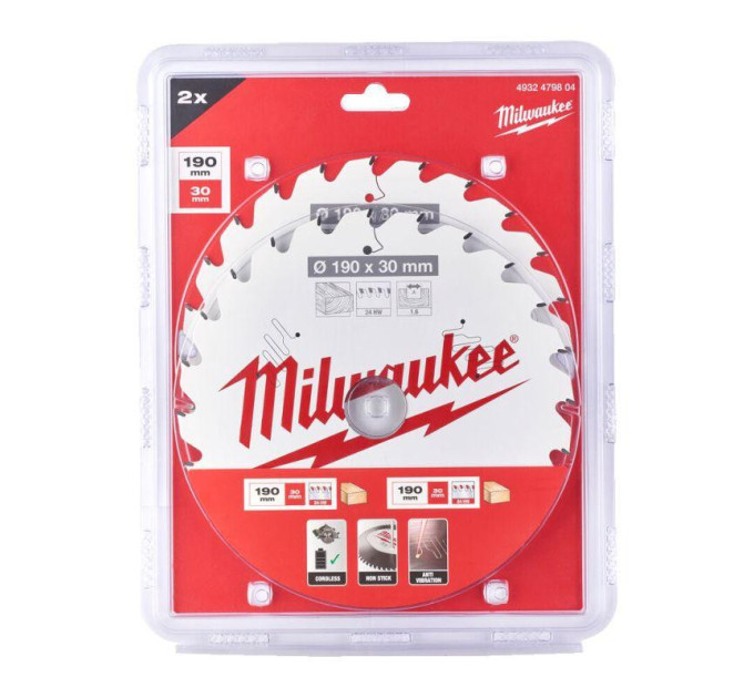 Набор дисков пильных MILWAUKEE Ø190x30x24зуб. (2шт. 4932471300)