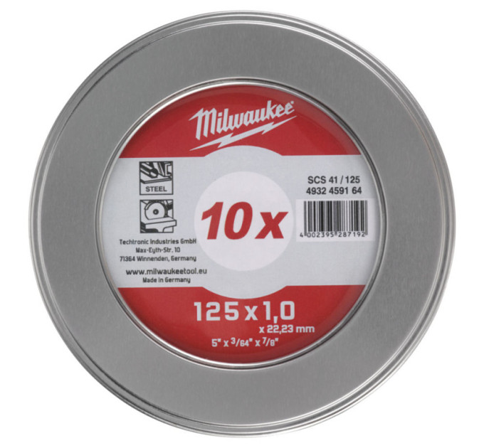 Диск відрізний по металу MILWAUKEE, SCS 41/125х1, Ø125мм, (10шт)