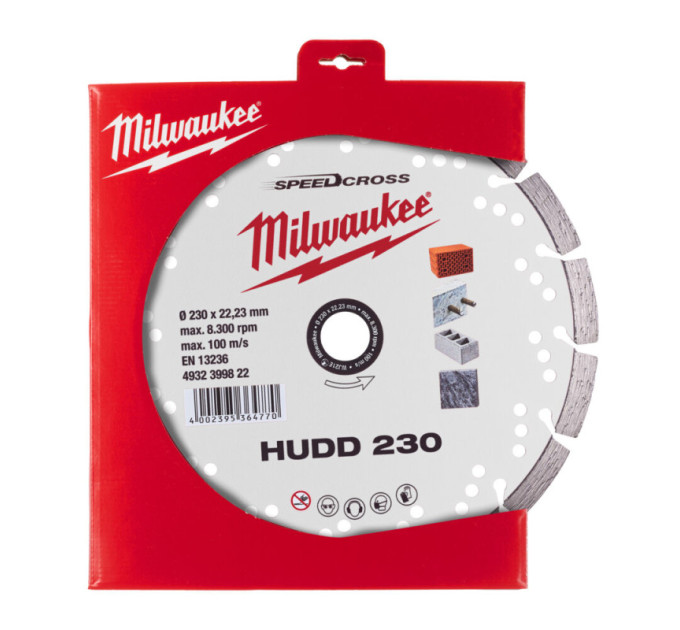 Диск алмазный Speedcross MILWAUKEE HUDD 230, Ø230мм (железобетон, гранит)