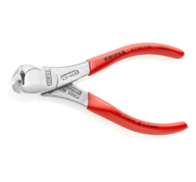 Кусачки торцевые (клещи) особой мощности, Ø4,0мм KNIPEX 67 03 140, хромированные