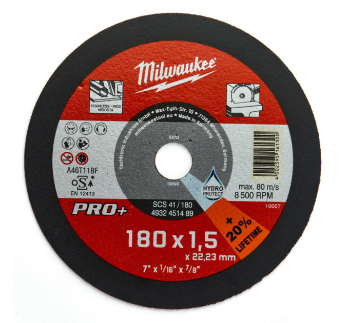Диск отрезной по металлу MILWAUKEE, SCS41/180X1,5 PRO+, Ø180мм