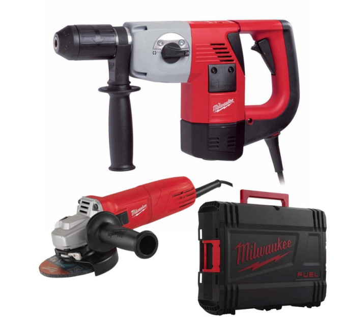 Набор инструментов MILWAUKEE PCE3 SET (префоратор PCE3, шлифмашина угловая AG10-125EK, HD кейс)