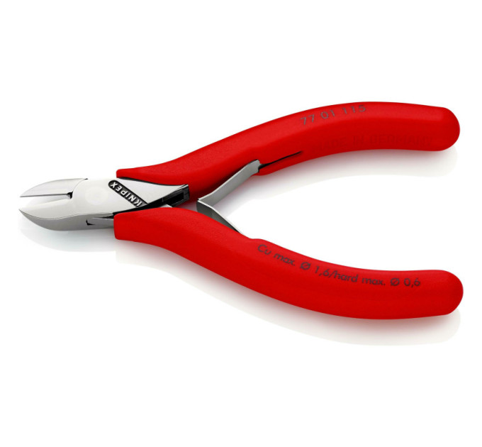 Кусачки боковые (бокорезы) для электроники, Ø1,6мм KNIPEX 77 01 115 SB (в блистере)