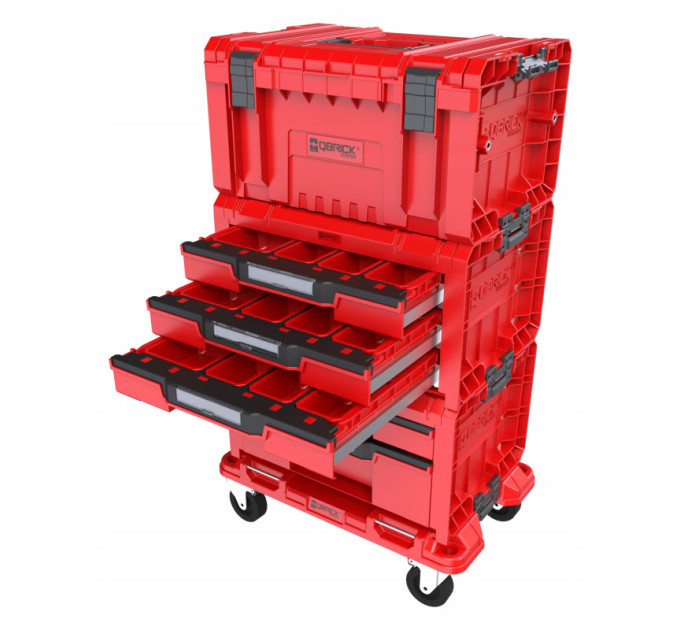 Набор ящиков QBRICK SYSTEM PRO RED DRAWER WORKSHOP SET 4 2.0 RUHD мобильный шкаф (525x345x885мм)