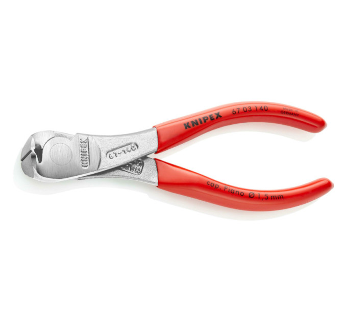 Кусачки торцевые (клещи) особой мощности, Ø4,0мм KNIPEX 67 03 140, хромированные