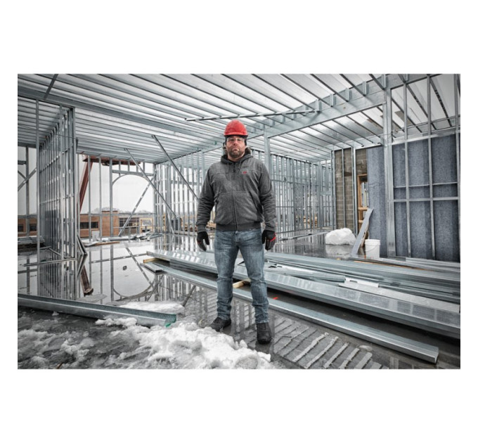 Толстовка з підігрівом з капюшоном MILWAUKEE M12 HHGREY3 (XXL), сіра, (розмір XXL)