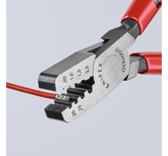 Инструмент для обжима контактных гильз 0,25-2,5мм², 145мм KNIPEX 97 61 145 А, фосфатированный