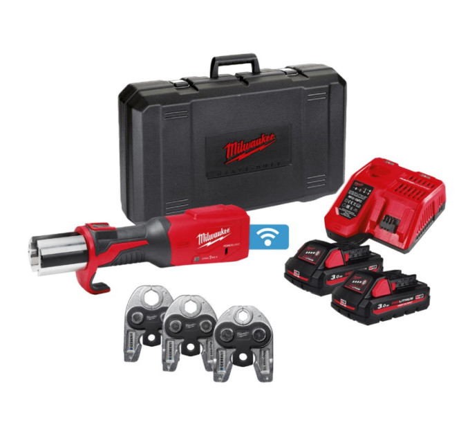 Обжимник гідравлічний акумуляторний для труб MILWAUKEE M18 ONEBLHPT-302C Geberit Mapress(ЗУ+3Х2А)