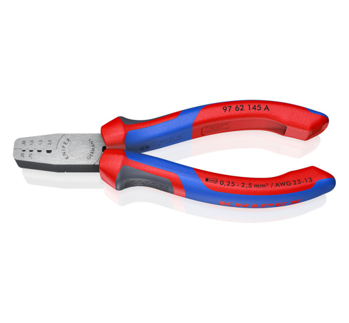 Инструмент для обжима контактных гильз 0,25-16,0мм², 145мм KNIPEX 97 62 145 А, фосфатированный