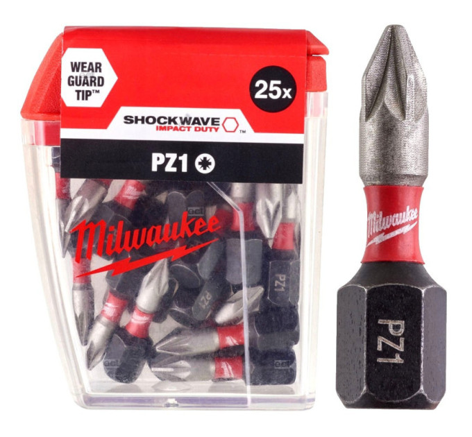 Бита SHOCKWAVE MILWAUKEE, PZ1, 25мм, (25шт)