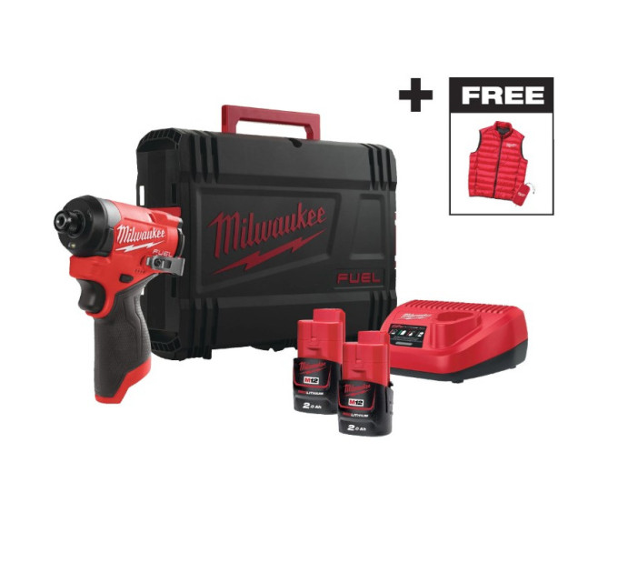 Шуруповерт ударний акумуляторний безщітковий MILWAUKEE (170Нм) M12 FID2MC-202Х + ЖИЛЕТКА