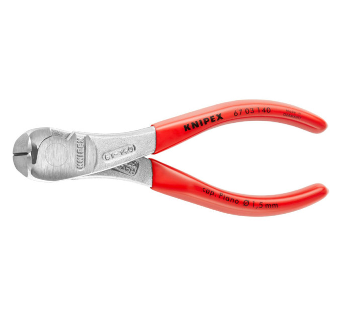 Кусачки торцевые (клещи) особой мощности, Ø4,0мм KNIPEX 67 03 140, хромированные