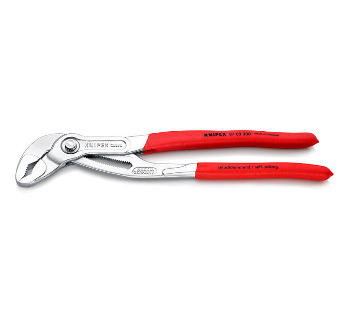 Клещи сантехнические переставные высокотехнологические Ø70мм Cobra, KNIPEX 87 03 300 SB, хром