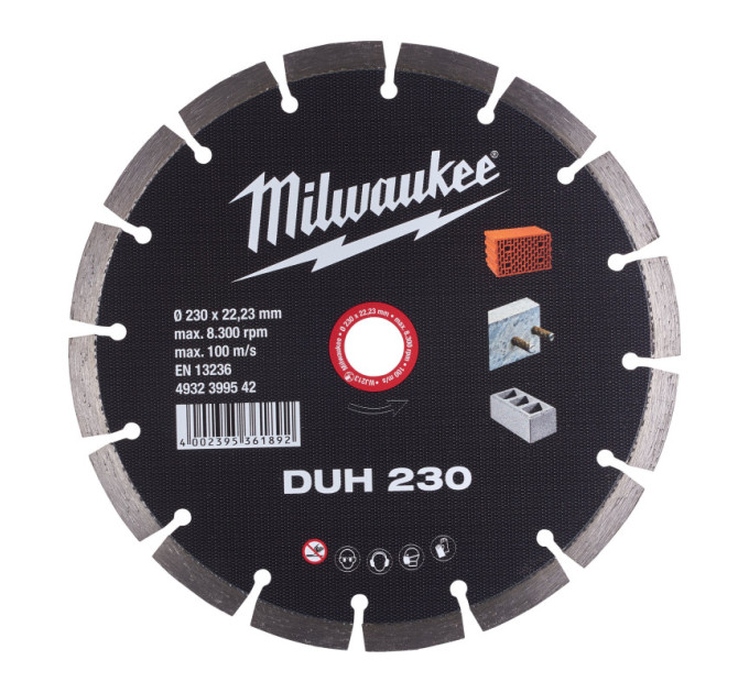 Диск алмазний MILWAUKEE DUH 230, Ø230мм (залізобетон, цегла)