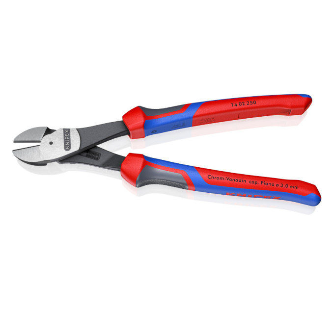 Кусачки боковые (бокорезы) особой мощности, Ø4,6мм, 250мм KNIPEX 74 02 250 SB, фосфатированные