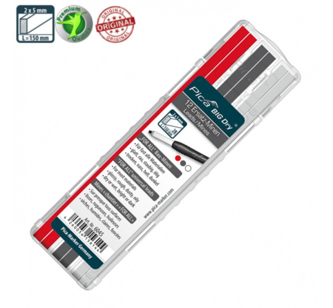 Стержни запасные BIG Dry Refills 6045 2В для PICA BIG Dry FOR ALL водорастворимые, цветные, (12шт)