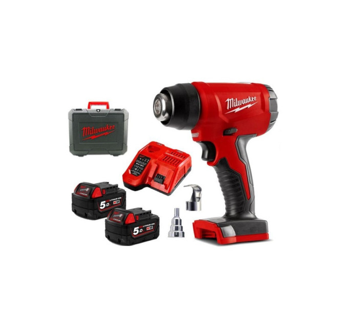 Пистолет горячего воздуха - фен аккумуляторный MILWAUKEE M18 BHG-502C (ЗУ+2акк.Х5Ач+кейс)